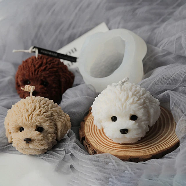 Vela para cabeza de perro molde de silicona forma de perro fragancia fabricación de velas cera Mo'Z8