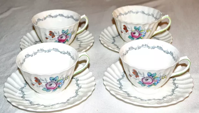 Minty~ 4 Royal Doulton The Chelsea Rose, Bone China, Teacup & Saucer Sets