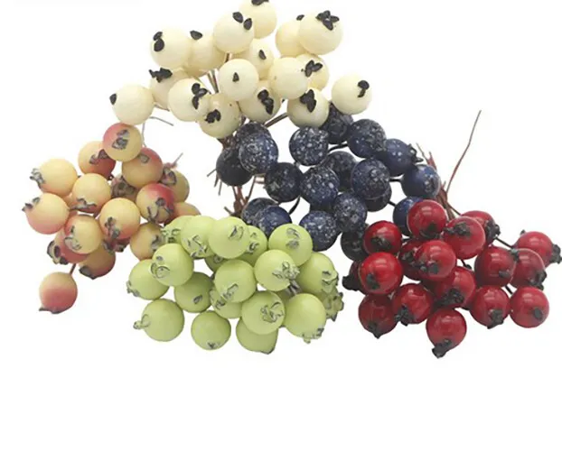 50pcs Mini Fake Fruit Berries Artificial Pomegranate Cherry Stamen Home Decor