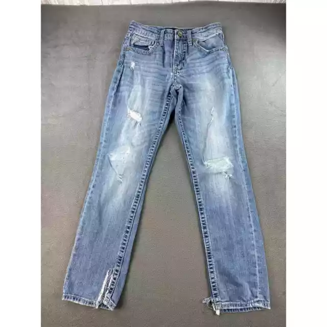 BKE Boys Conner Taper Jeans Size 14 Med Rinse Adjustable Waist Distressed