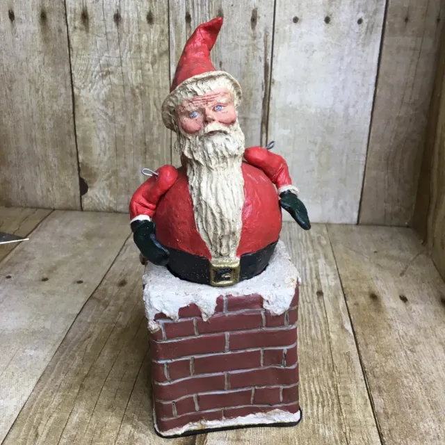 Department 56 Poliwoggs Santa Claus In Chimney Figurine Primitive Folk Art Style