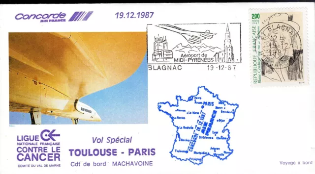 2209+ Fdc Concorde   Vol  Special  Toulouse  Paris  19/12/1987