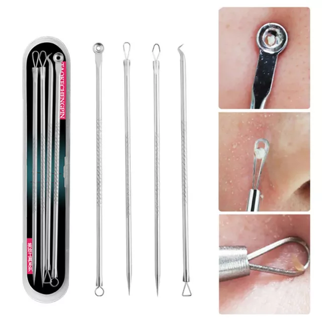 9/4 PCS Blackhead Remover Pimple Tool Kit Acne Comedone Extractor Tweezer Tools