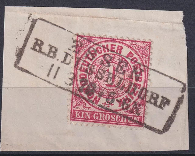 68205) ESSEN R. B. DÜSSELDORF nachverwendeter Stempel 1870 auf Briefstück