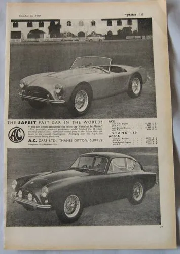 1957 AC Ace & Aceca Original advert