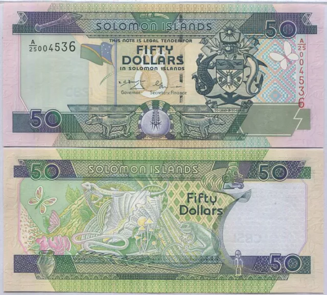 Solomon Islands 50 Dollars ND 2001 P 24 A/25 UNC