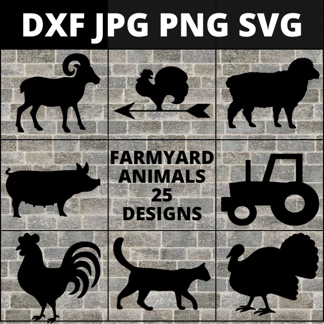 DXF SVG PNG LASER ROUTER CNC 25 x Farmyard Animals Design 110 £2.99 ...
