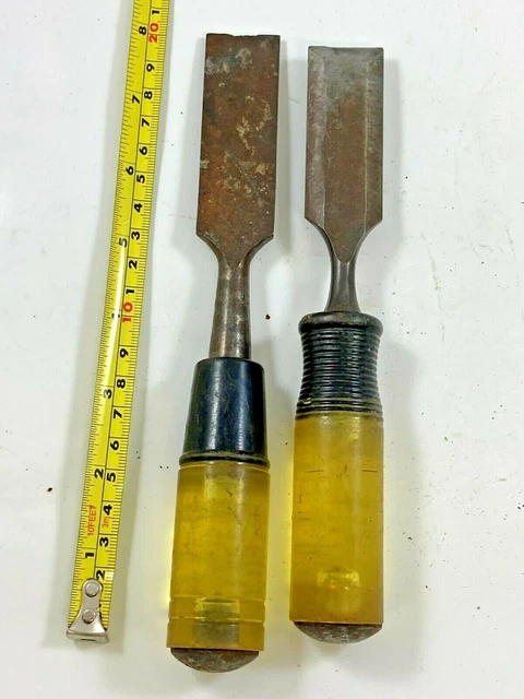 Lot Of 2 ~ Vintage Wood Chisel ~ 1 Inch ~ (1) Buck Bros & (1) Unbranded ~ Bevel