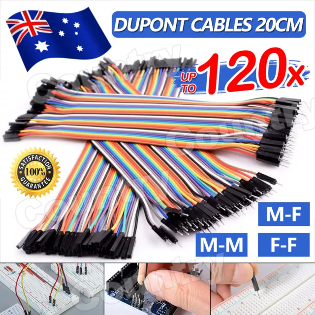 120PCS 20cm Dupont Cable Jumper Wire For 2.54mm Spacing Breadboard Header NEW