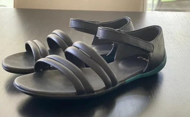 CAMPER Peu Circuit Leather Sandals Women's Size 38 / US 8 Pre-Owned Black & Blue