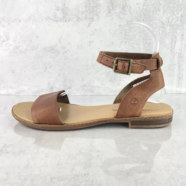 WOMENS BROWN TIMBERLAND Cherrybrook Ankle Strap Leather Sandals