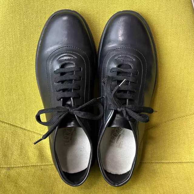 SALVATORE FERRAGAMO PLAIN toe leather shoes 7.5 EE 26.0 26.5 from japan ...