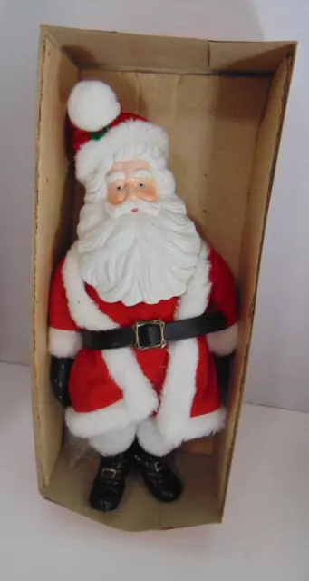 Vtg 16" Santa Claus Doll W/Porcelain Head, Gloves & Boots, Orig. Box
