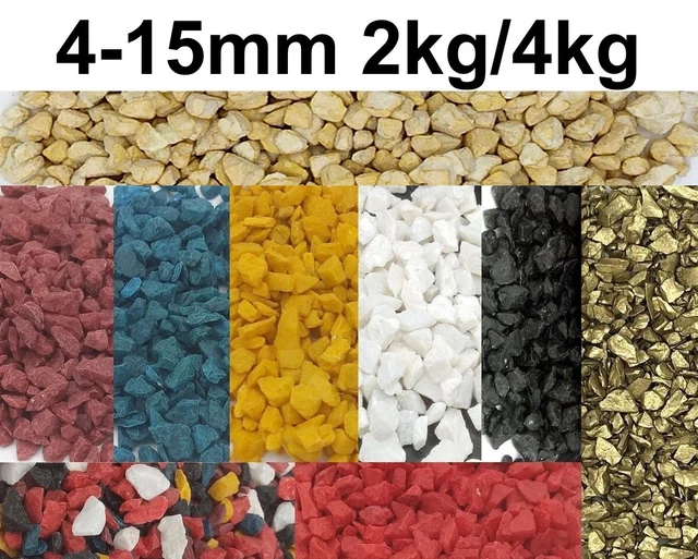 2/4kg Steingranulat Kies Schotter Dekosteine Splitt Aquarium Terrarium gold blau