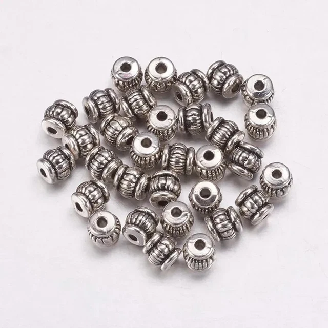 Perles anneaux plates gravées Argent Tibétain grand trou