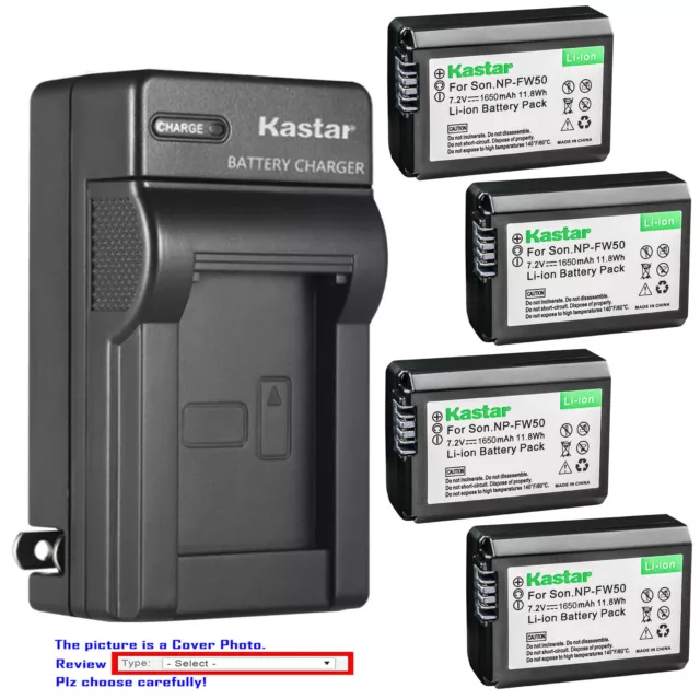 Kastar Battery AC Wall Charger for Sony NP-FW50 & ILCE-7SM2 Alpha 7S II a7S II
