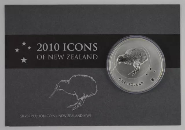 New Zealand - 2010 - Silver Dollar Specimen Coin - Icons Of New Zealand - Kiwi