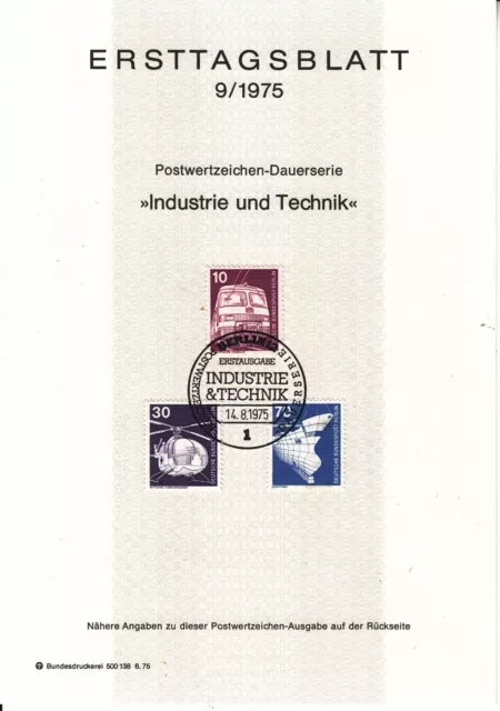 Deutschland Berlin Industrie und Technik ETB Mi 495-497-500, Berlin 14.08.75