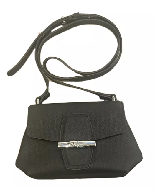 Longchamp Mini /Extra Small Roseau Leather Crossbody Bag Black