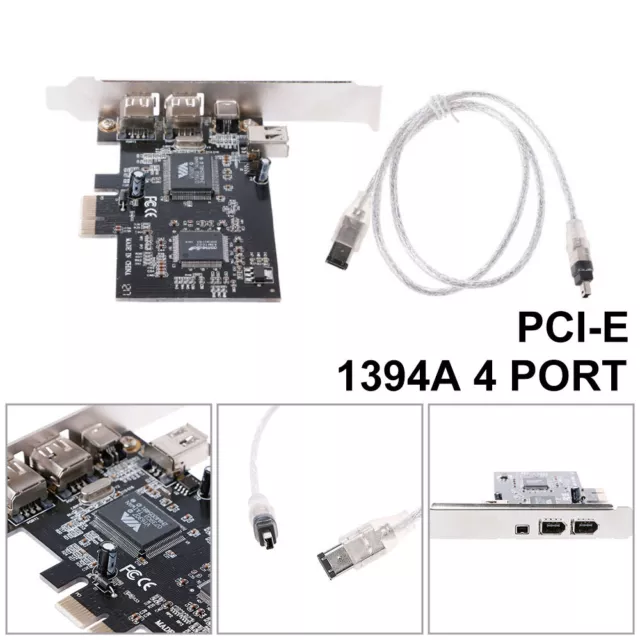 4 Port (3+1) PCI-E 1X IEEE 1394A Firewire Card Adapter 6 Pin To 4 Pin Cable UK