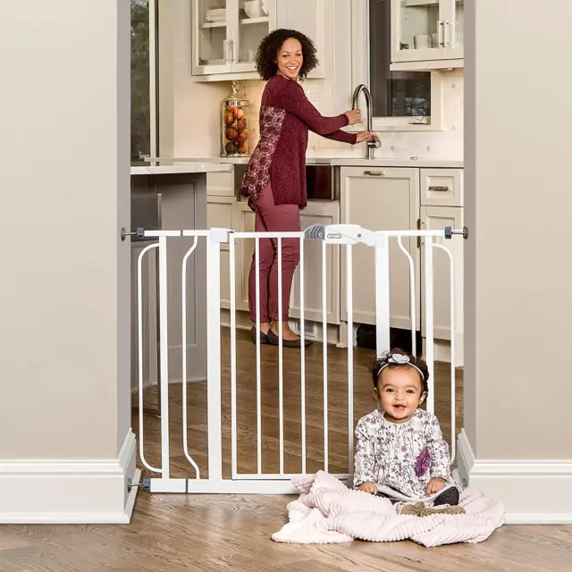 Easy Step Extra Wide Baby Gate, Includes 4-Inch and 4-Inch Extension Kits, 4 Pac