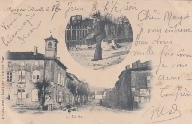 CPA 54 PAGNY sur MOSELLE L'Appariteur  La Mairie  Carte précurseur Rare