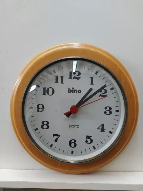 Orologio Da Parete Bino Vintage In Legno Con Cornice In Ottone Funzionante