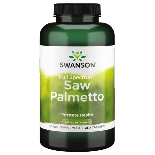 Swanson Saw Palmetto 540MG 250 Cápsulas, Hombre Salud Y Próstata Soporte