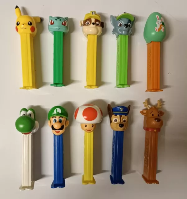 12 PEZ-Spender Konvolut u.a. Pokemon / Super Mario / Paw Patrol etc.