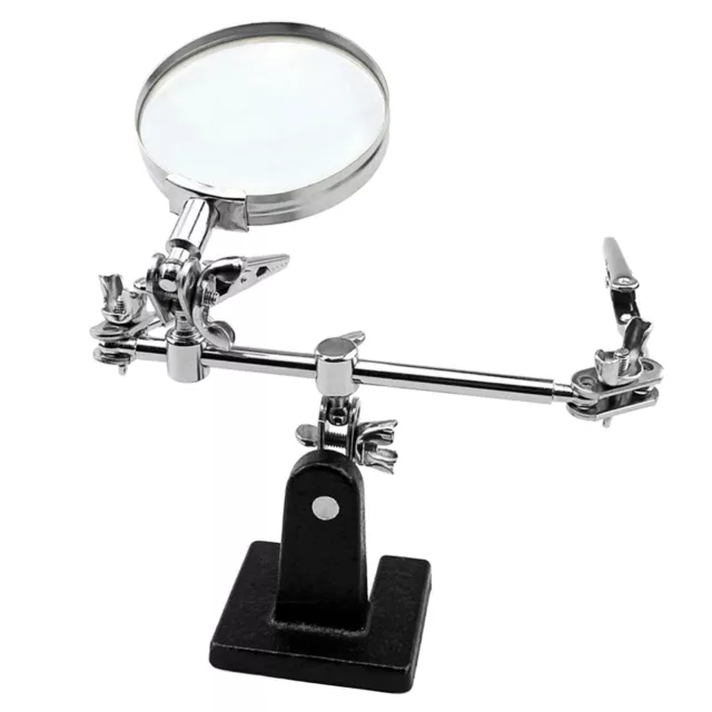 Goobay 'Third Hand' Magnifying Glass With Support Clamps & Stand -Hobbies/Crafts