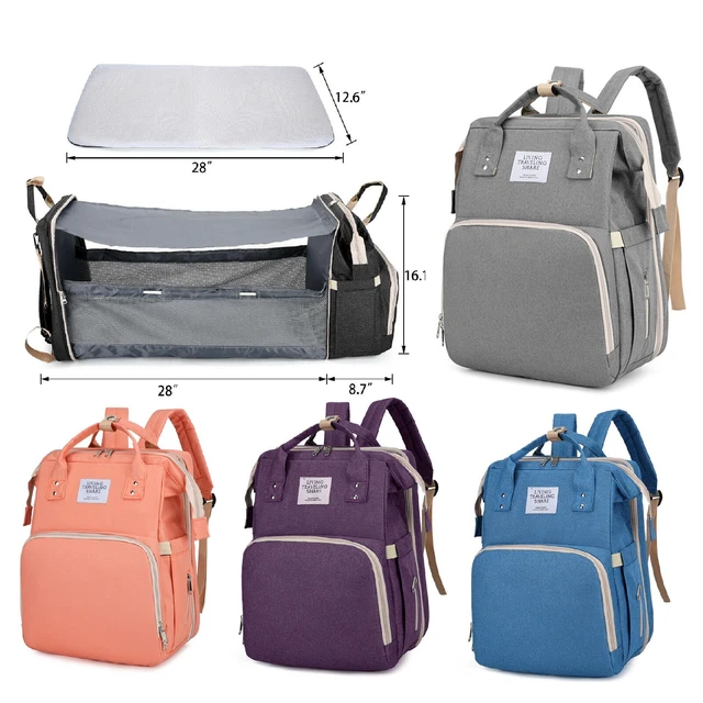 Waterproof 3 in 1 Baby Diaper Bag Backpack with Bassinet Changing Station Travel 2