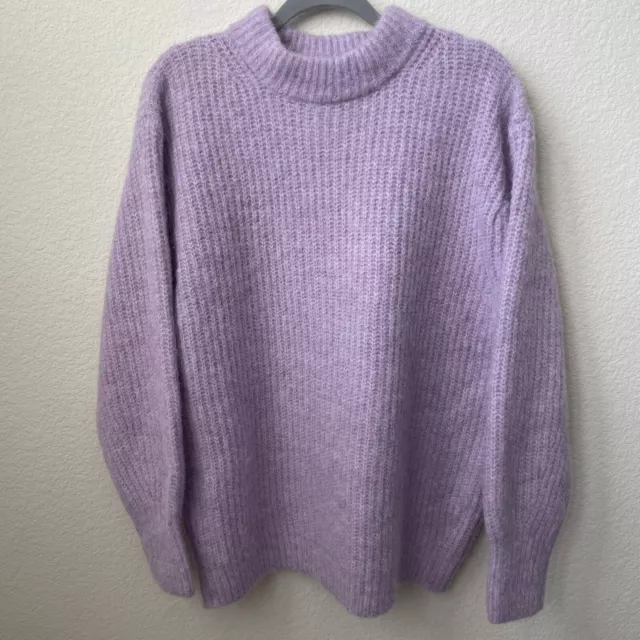 ASOS Sweater Women's Size 2 Purple Premium Yarn Rib Knit Oversized Pullover