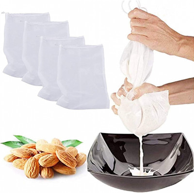 Sacca Multiuso filtrante in 100% Nylon Navaris Sacchetto Filtro per Latte di mandorle 20x30cm Bevande vegetali Frutta secca Noci nocciole Yogurt succhi 