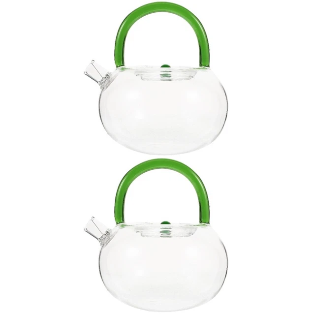 2pcs Glass Teapot Clear Tea Kettle Glass Pot Tea Pot for Loose Tea Blooming
