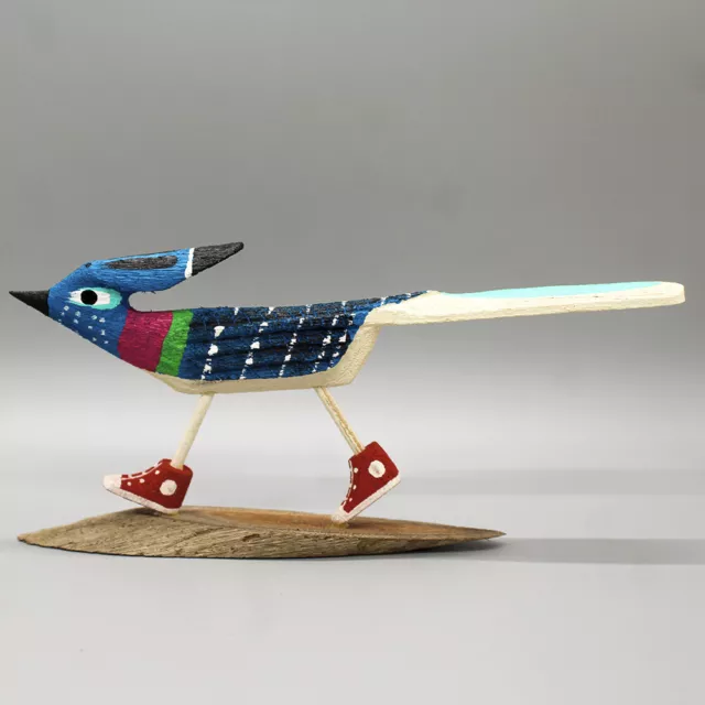 NAVAJO FOLK ART-BLUE ROADRUNNER IN RED TENNIS SHOES by CHANDLER BEGAYE