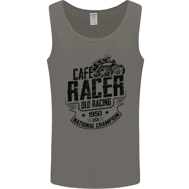 Cafe Racer Old Racing Motorcycle Biker Mens Vest Tank Top