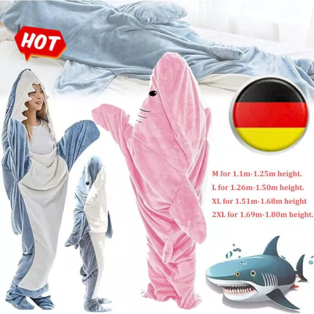 Hark Blanket Shark-Onesie Hai Decke Zum Anziehen Erwachsene Schlafsack Kostüm DE