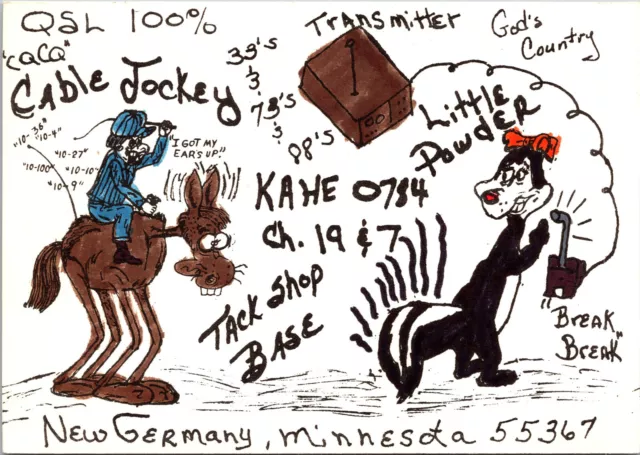 Vtg CB Radio Ham Amateur QSL QSO Art Card New Germany Minnesota KAHE 0784