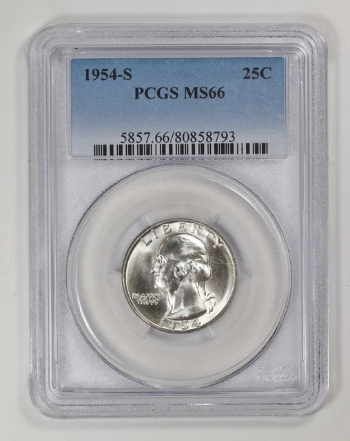 Quarter Dollars Silver Coinage 1954 S PCGS MS-66
