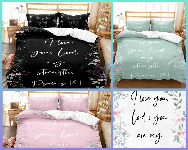 CHRISTIAN BEDDING SET cover with Bible verses and spiritual thoughts