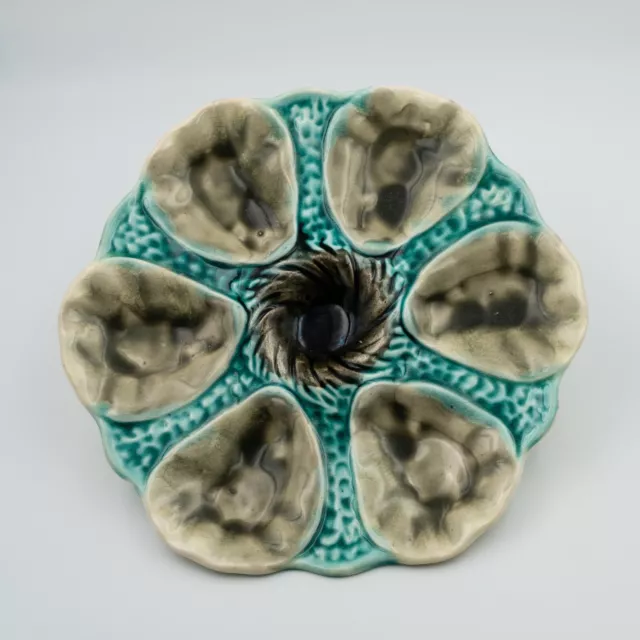 Rare early ORCHIES French Antique Majolica Oyster Plate late 1900s №7