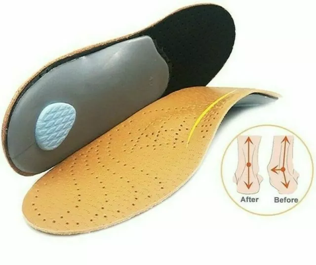 2Pair / Set Premium Cuir Orthèse Semelle Plat Pieds Chaussure Insert Support Pad