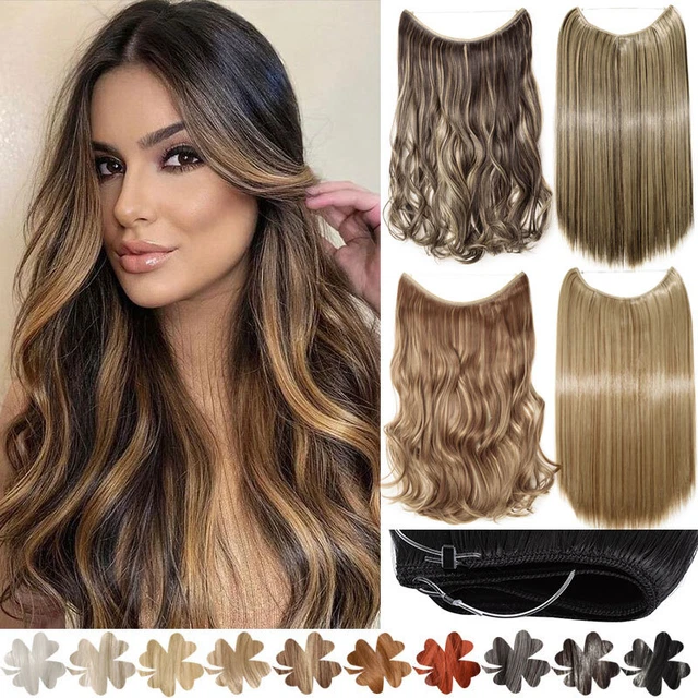 Extensión de cabello de alambre invisible de una pieza Highlight banda de cabeza secreta ondulada
