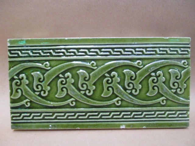 Tile, Majolica, Art Nouveau, Art Deco, Mintons, border tile, vintage, antique