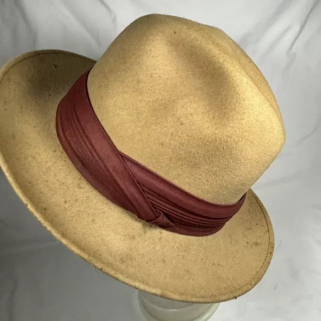 Vintage Fedora Cream Felt trilby hat size 57 Medium