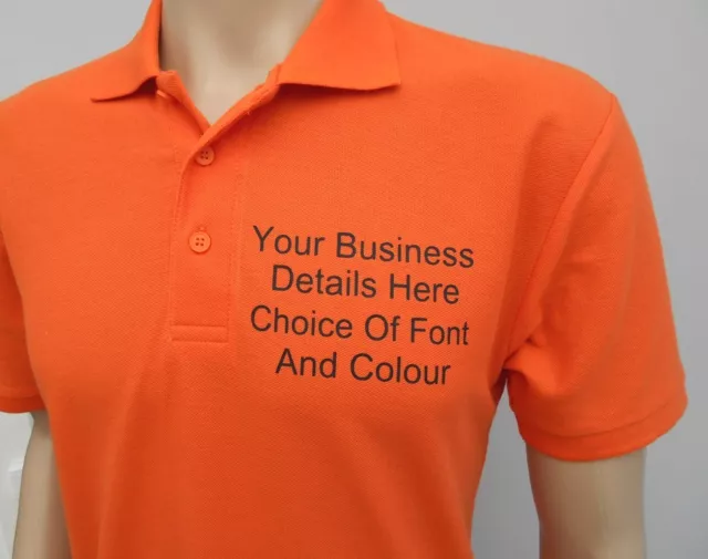 New Custom Printed Text Personalised POLO SHIRT Work wear Uniform T-shirt to 3XL