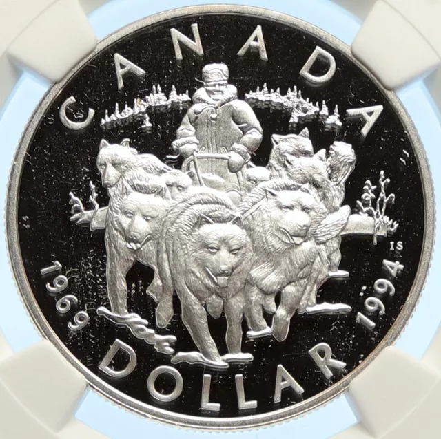 1994 CANADA Elizabeth II RCMP DOG TEAM PATROL Proof Silver $1 Coin NGC i99389