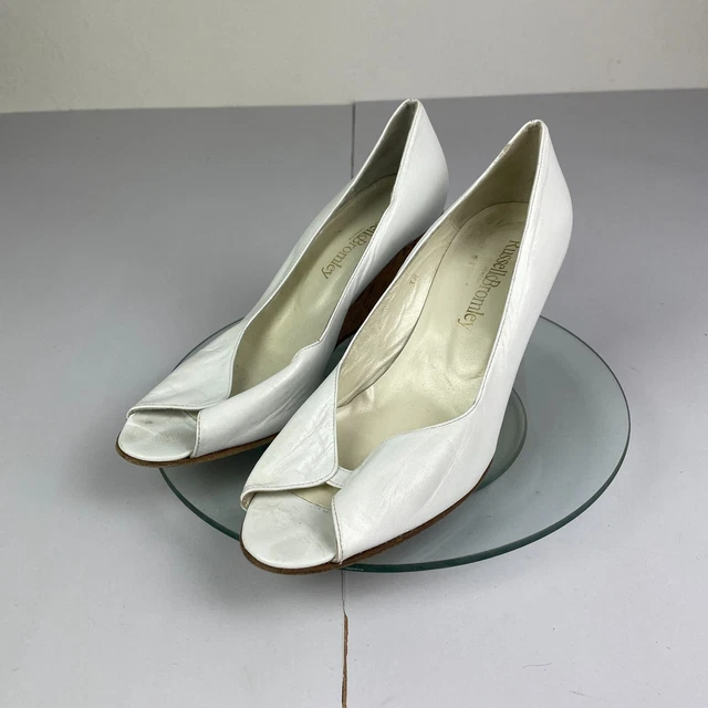 RUSSELL AND BROMLEY White Bella Wedge Worn Once With Box Size 7 40 Just To Big 80.00 PicClick UK