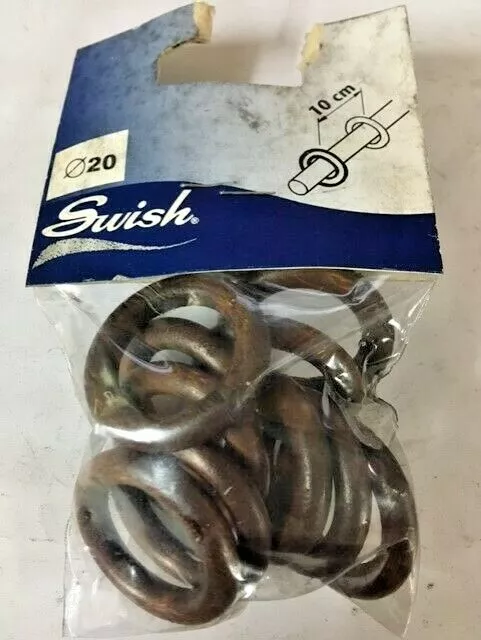 Swish 10 Anillos Cortina Ø 25MM para Palos Barras De Ø 20MM Marrón