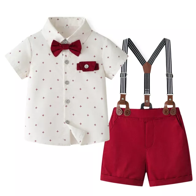 Baby Boy Formal Short Set Toddler Summer Gentleman Outfit Suspender Shorts Suit